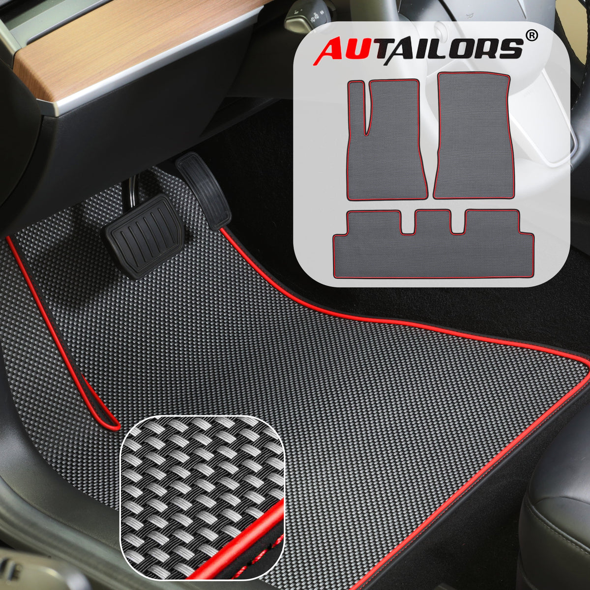 2021 Tesla Model 3 Floor Mats-Standard Range Plus(3PC/6PC)