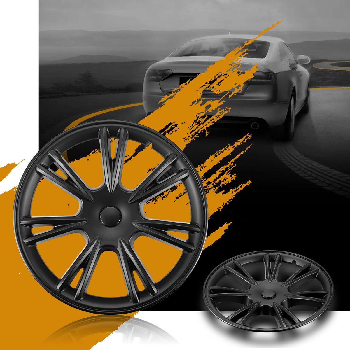 4PC Black 19-Inch Hub Caps Replacement Wheel Covers fits 2021 2022 Tesla Model Y