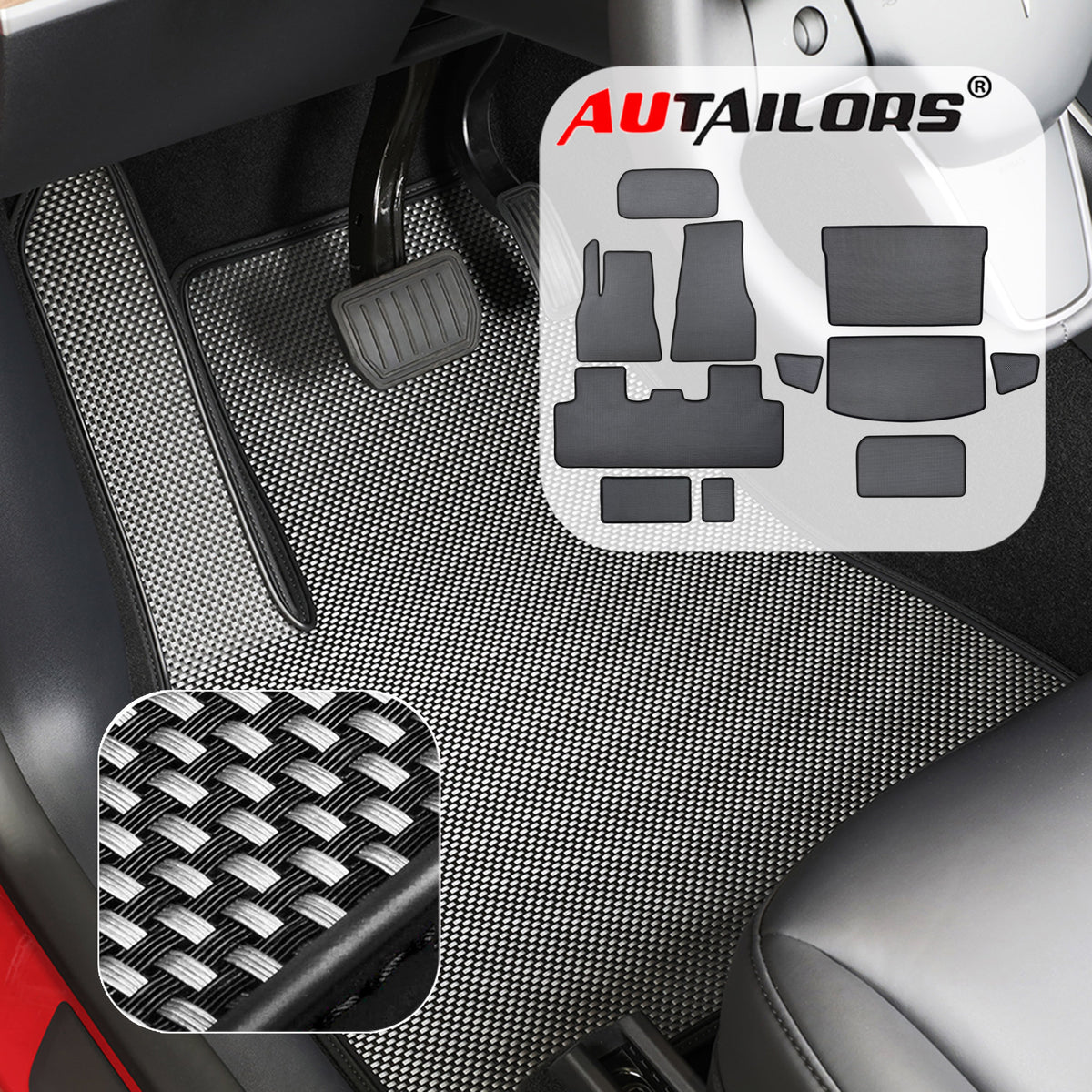 2021 7-Seat Tesla Model Y Floor Mats Manufactured from Jan. to May-Long Range(3PC/11PC)
