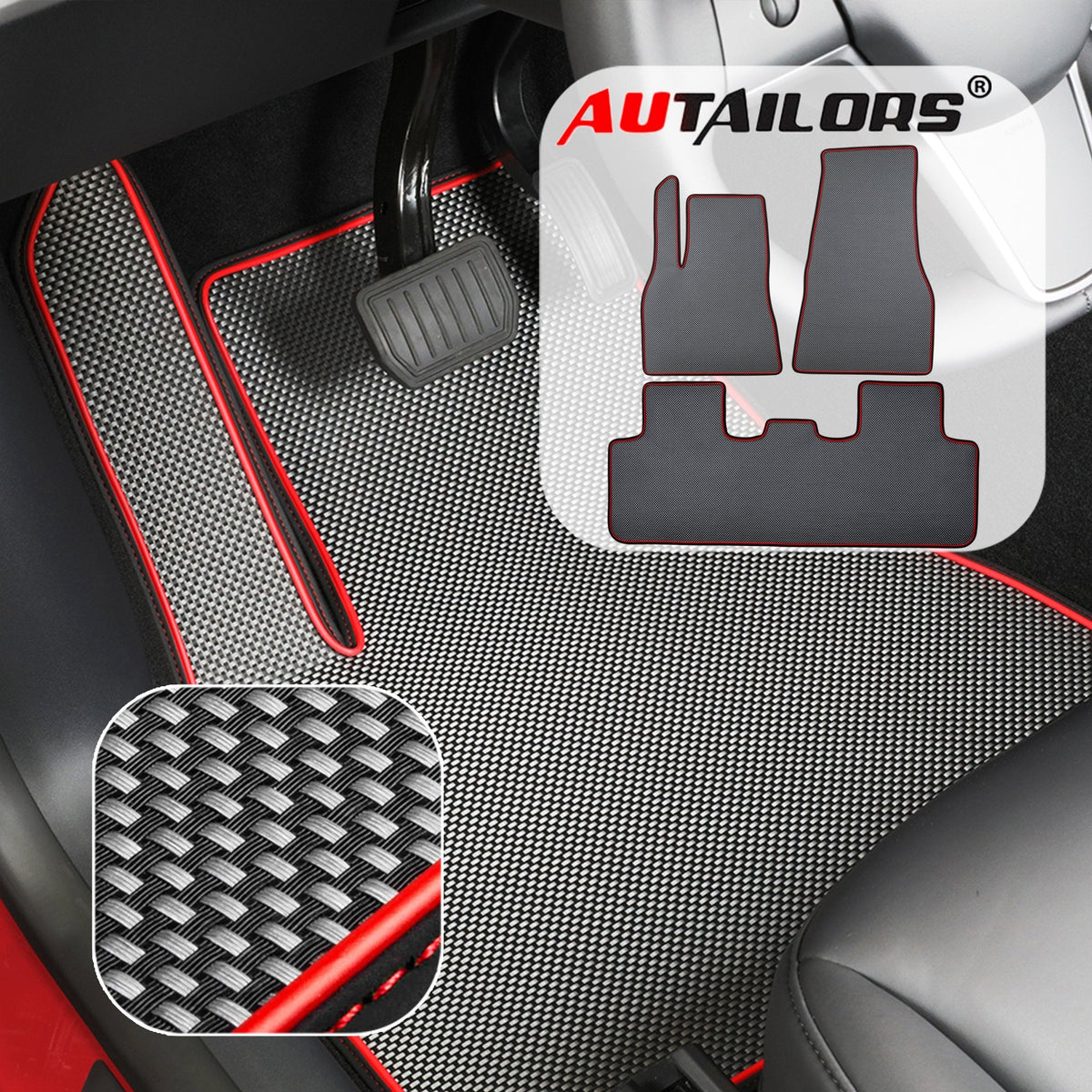 2021 7-Seat Tesla Model Y Floor Mats Manufactured from Jan. to May-Long Range(3PC/11PC)