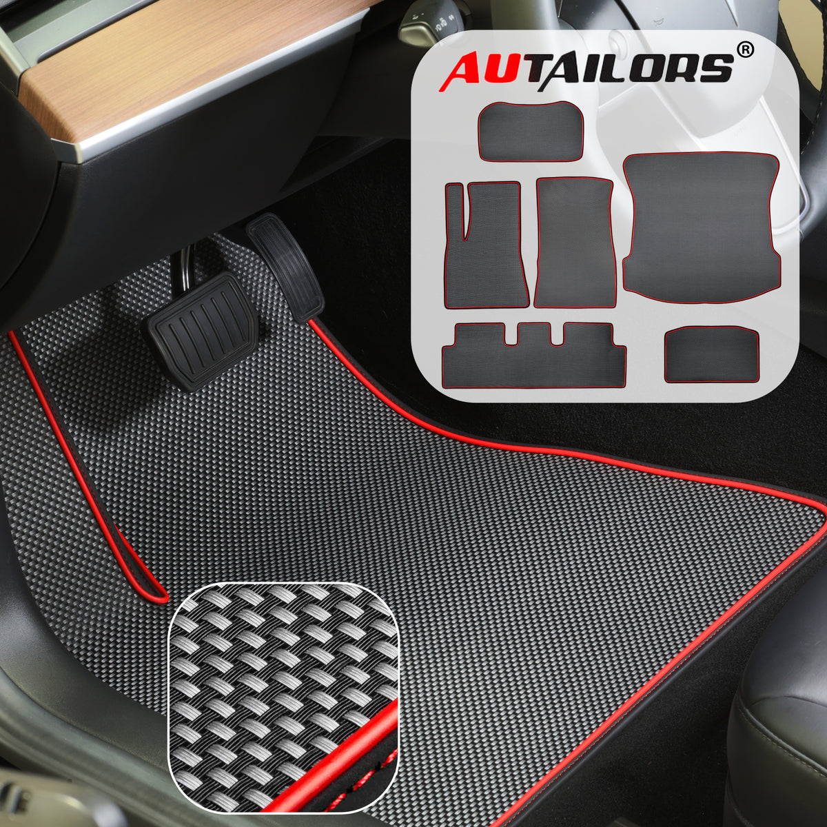 2021 Tesla Model 3 Floor Mats-Standard Range Plus(3PC/6PC)