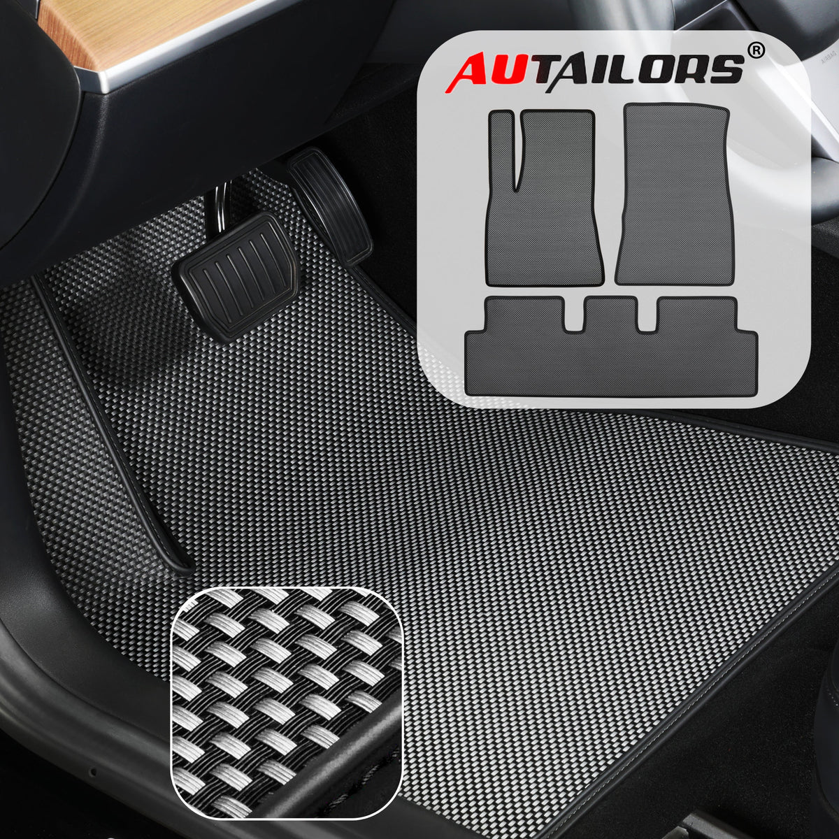 2020 Tesla Model 3 Floor Mats-3PC/6PC/Trunk Set