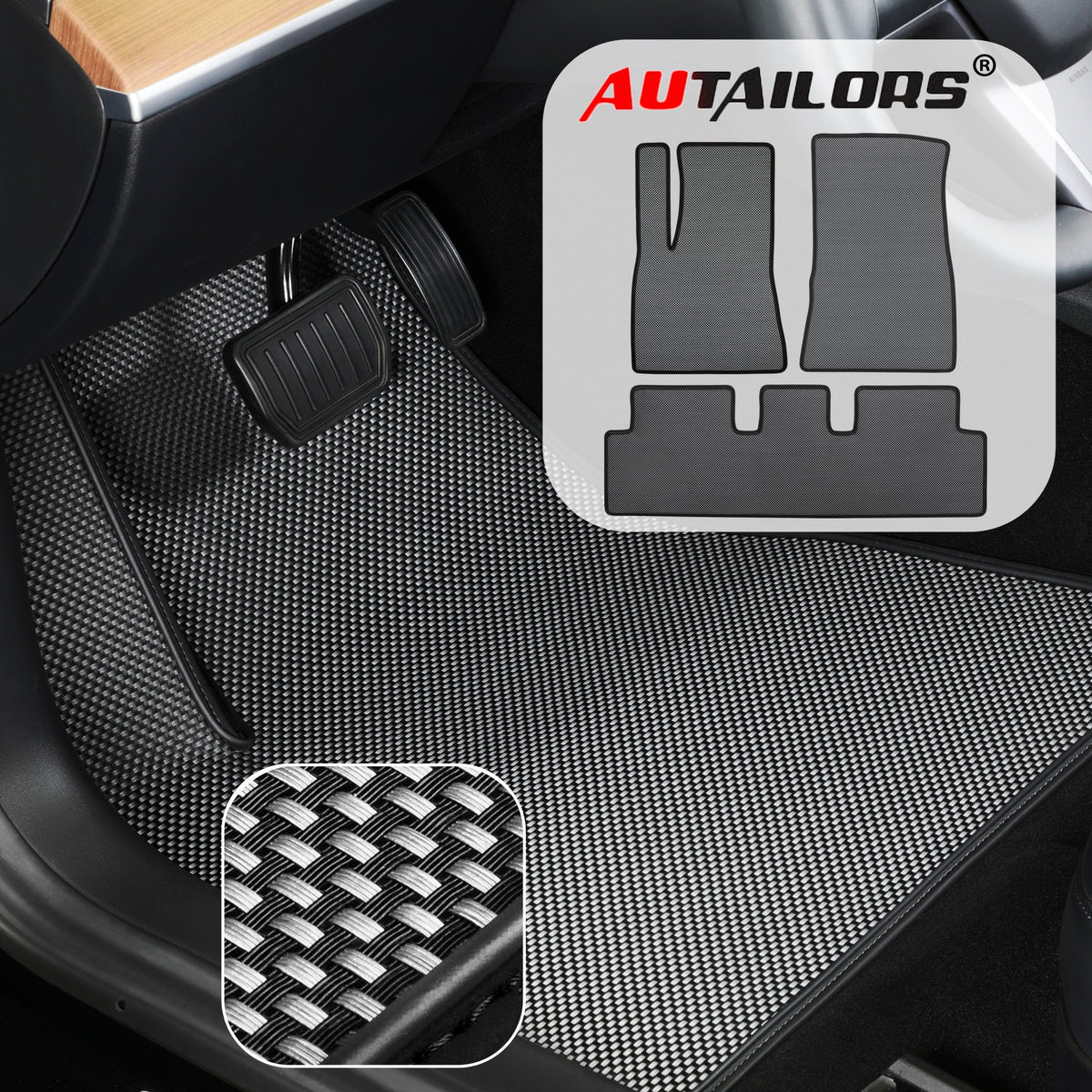 2022 Tesla Model 3 Floor Mats-Standard Range Plus(3PC/6PC/Trunk）